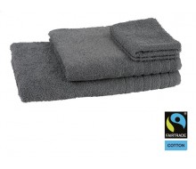 4-delige handdoekenset Fairtrade donkergrijs (450g/m²)