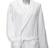 Badjas in badstof (380 g/m²) met sjaalkraag in wit