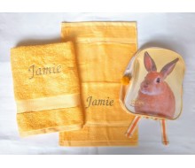 Zwemset met rugzakje konijn (kleur handdoeken naar keuze)